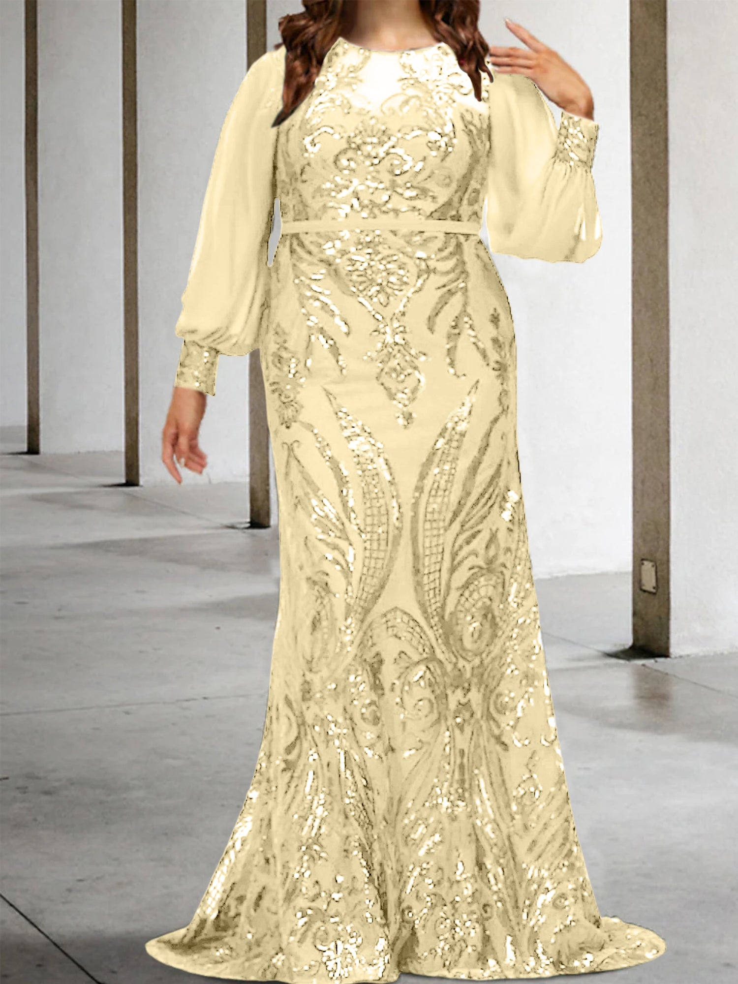 Sequined Mother of the Bride Sheath or Column Gowns