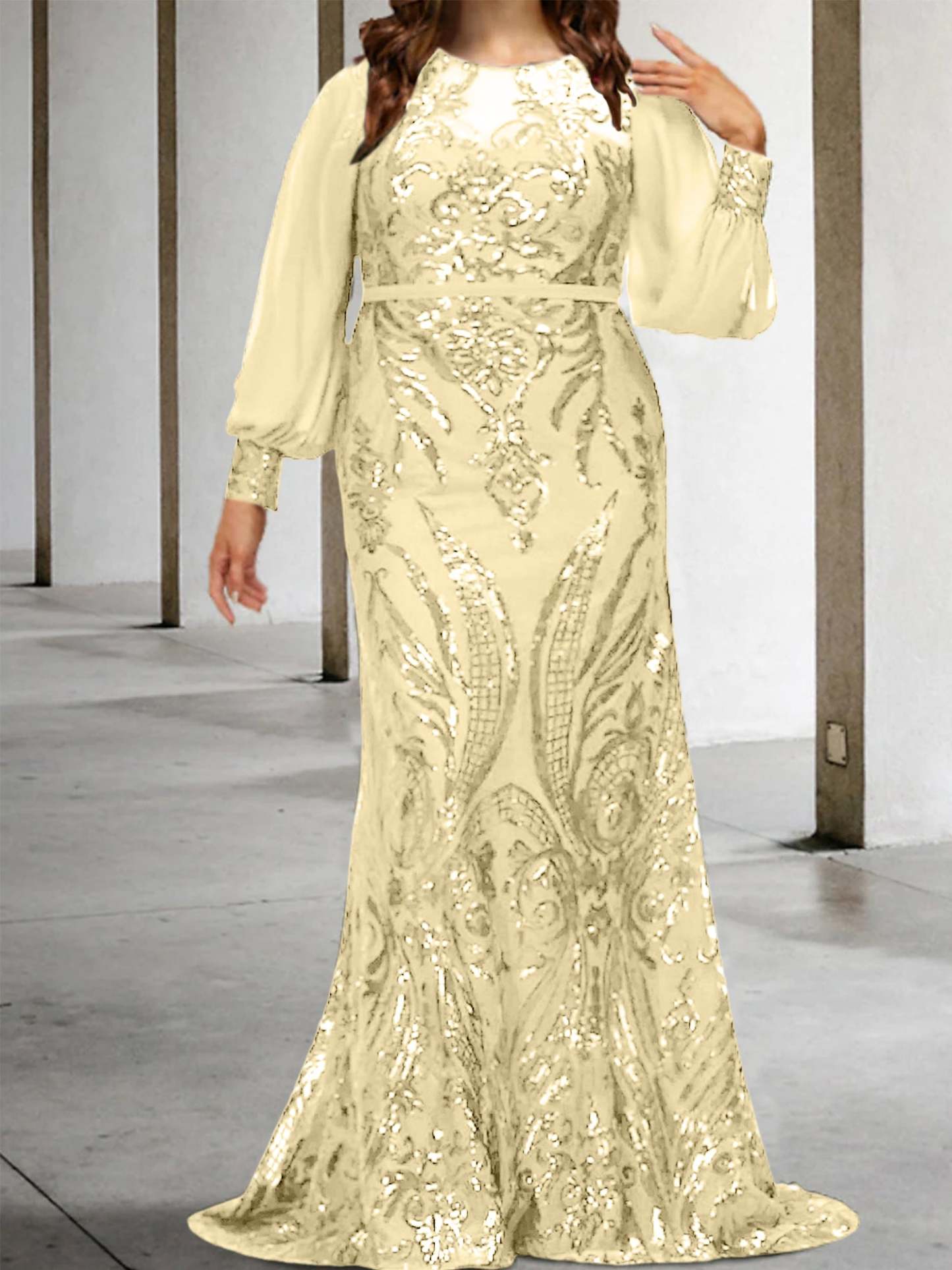 Sequined Mother of the Bride Sheath or Column Gowns