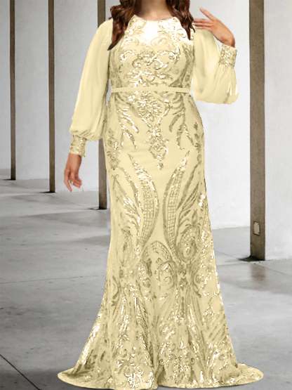 Sequined Mother of the Bride Sheath or Column Gowns
