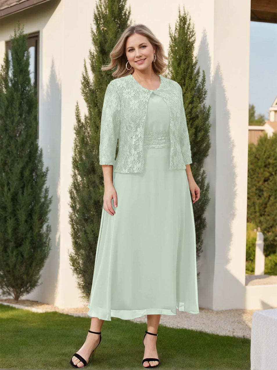 Mother of the Bride A-Line/Princess Dresses Featuring Applique and Jacket