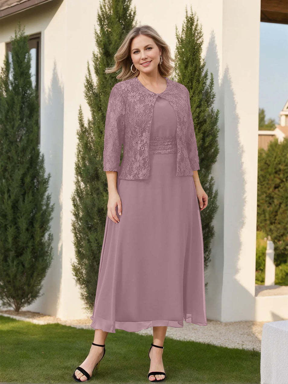 Mother of the Bride A-Line/Princess Dresses Featuring Applique and Jacket