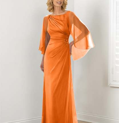 Round Neck Column/Sheath Mother of the Bride Dresses with Ruched Detail