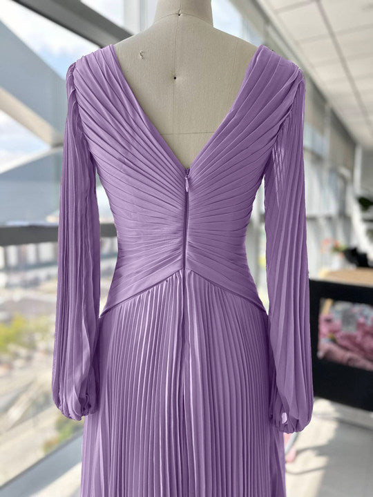 V-Neck A-Line Princess Gown for the Mother of the Bride with Ruched Detail