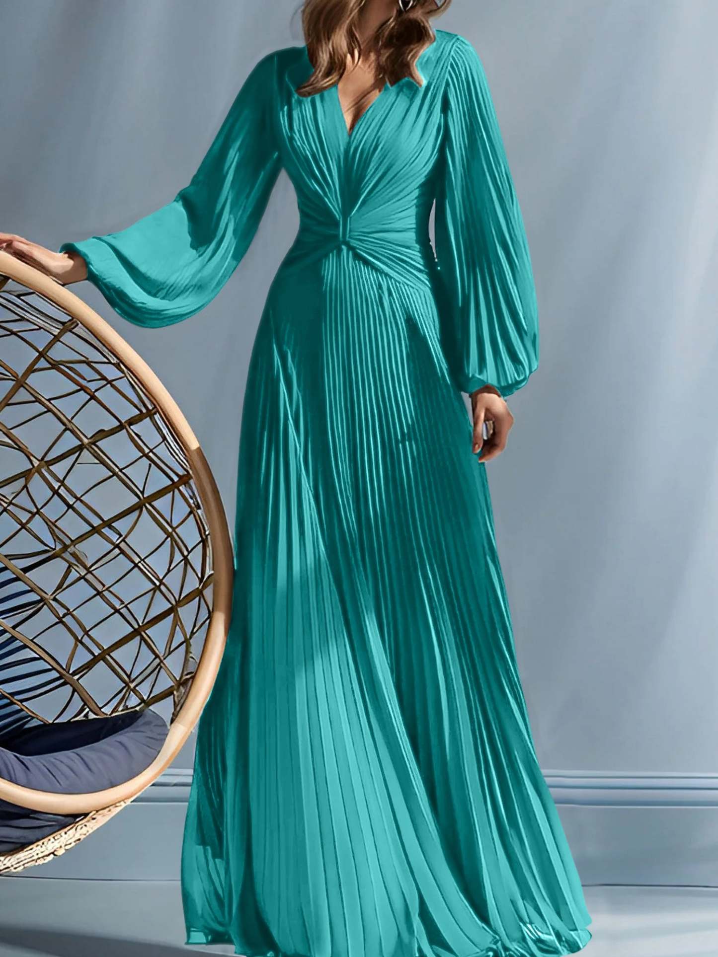 V-Neck A-Line Princess Gown for the Mother of the Bride with Ruched Detail