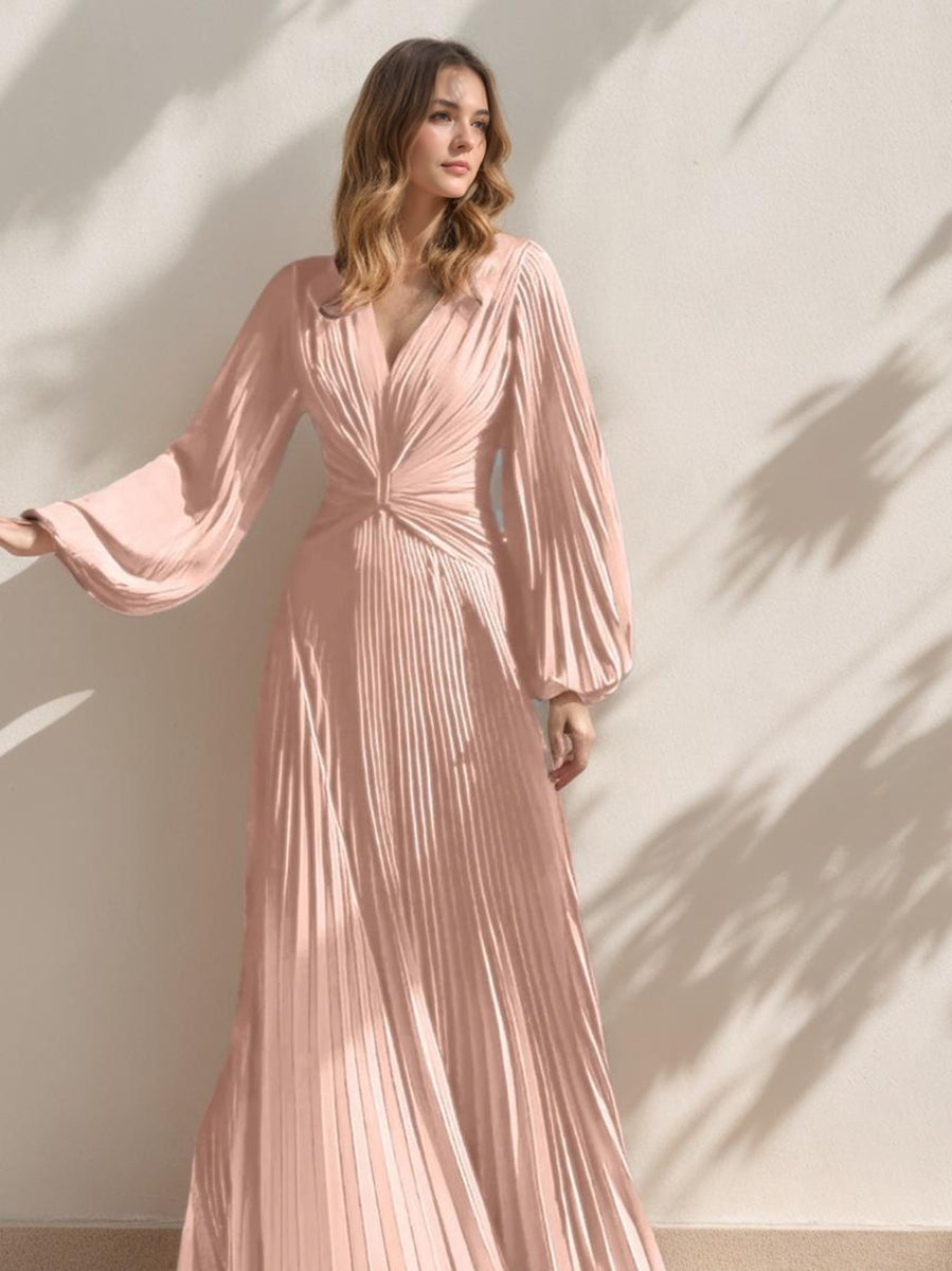 V-Neck A-Line Princess Gown for the Mother of the Bride with Ruched Detail