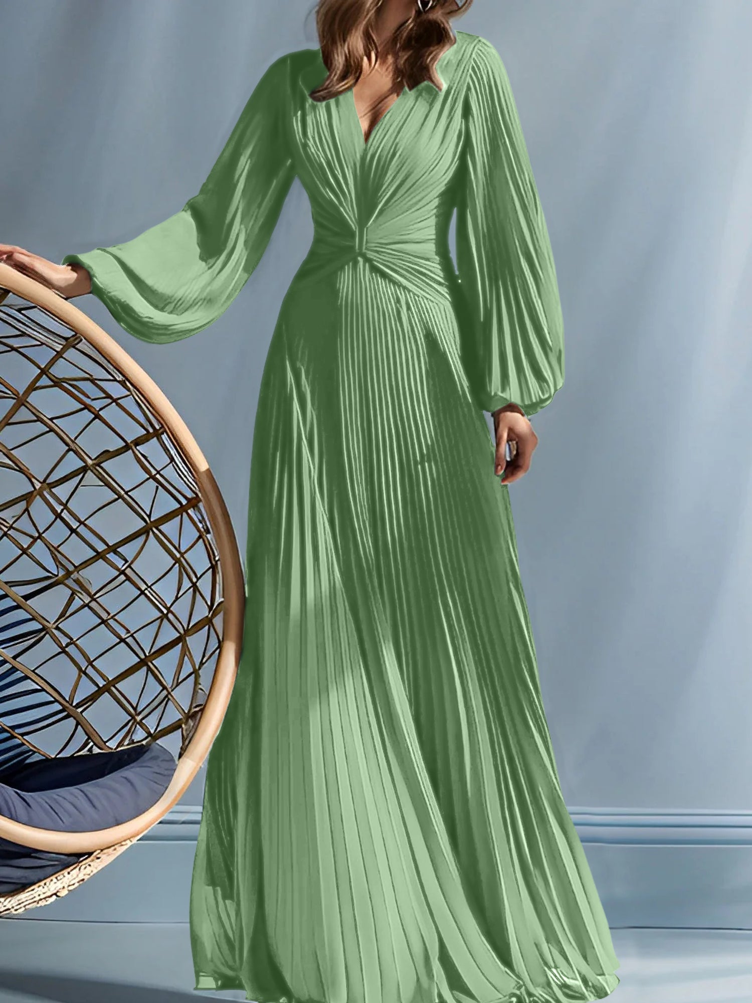 V-Neck A-Line Princess Gown for the Mother of the Bride with Ruched Detail