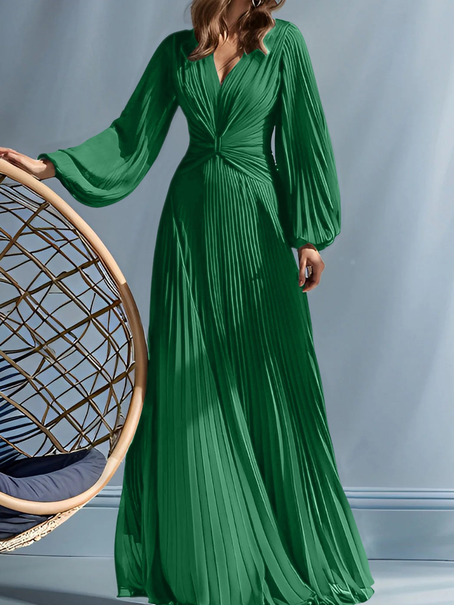 V-Neck A-Line Princess Gown for the Mother of the Bride with Ruched Detail