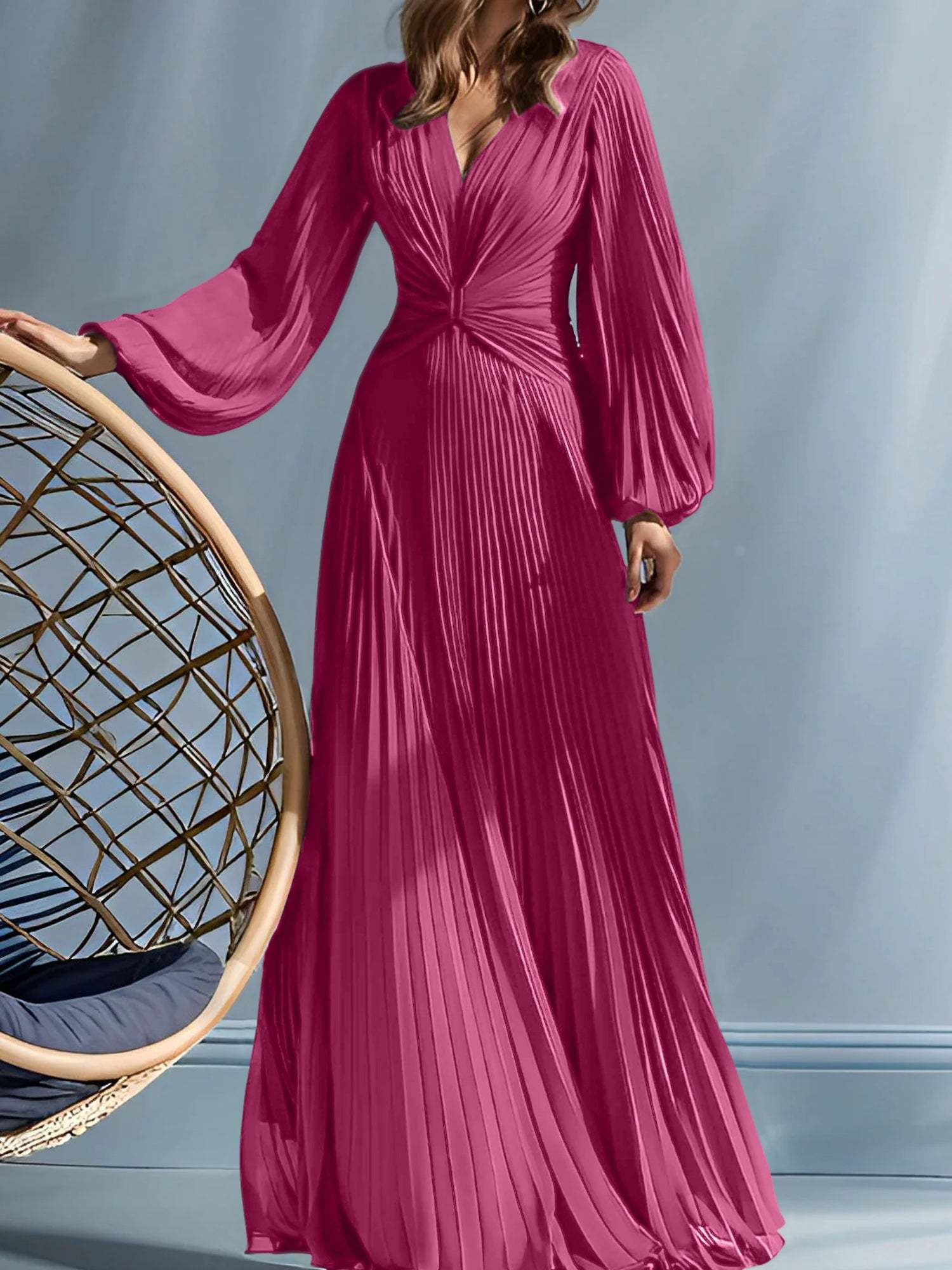 V-Neck A-Line Princess Gown for the Mother of the Bride with Ruched Detail