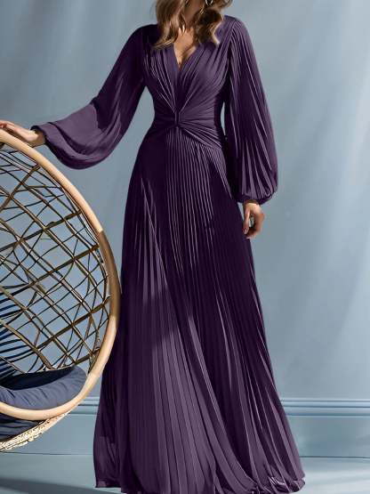 V-Neck A-Line Princess Gown for the Mother of the Bride with Ruched Detail