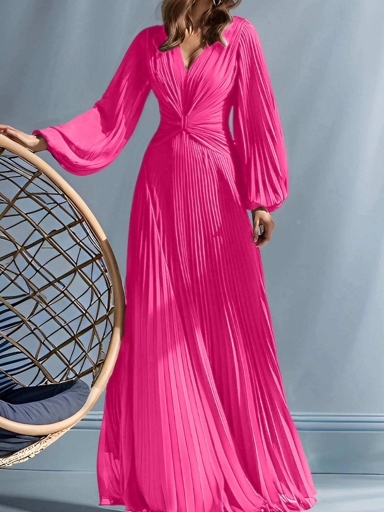 V-Neck A-Line Princess Gown for the Mother of the Bride with Ruched Detail