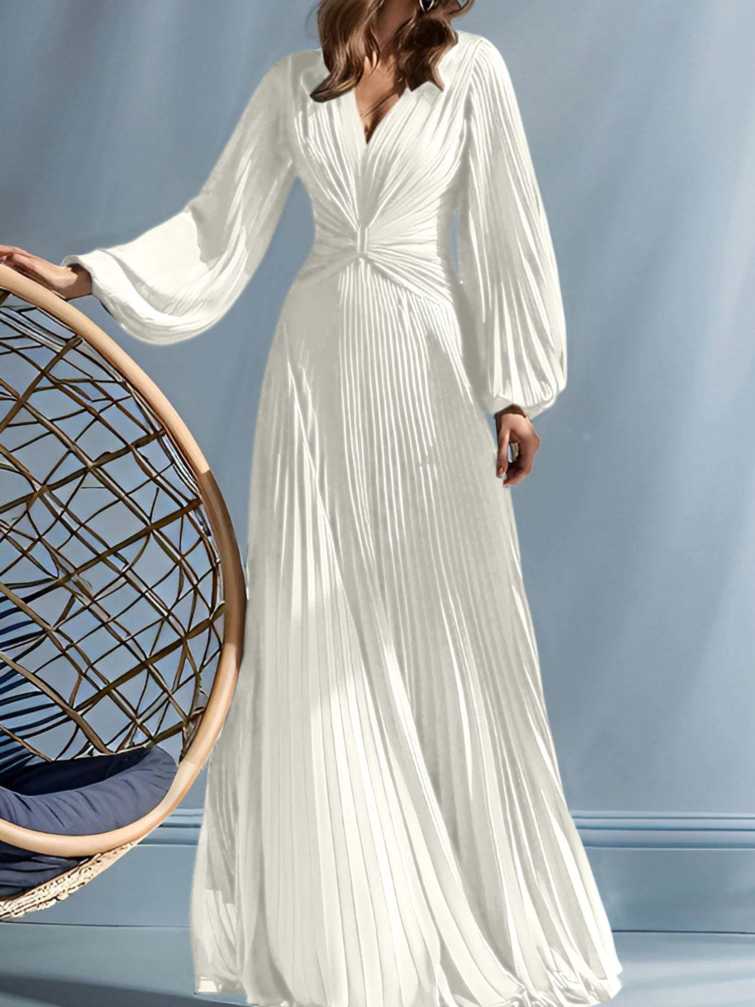 V-Neck A-Line Princess Gown for the Mother of the Bride with Ruched Detail