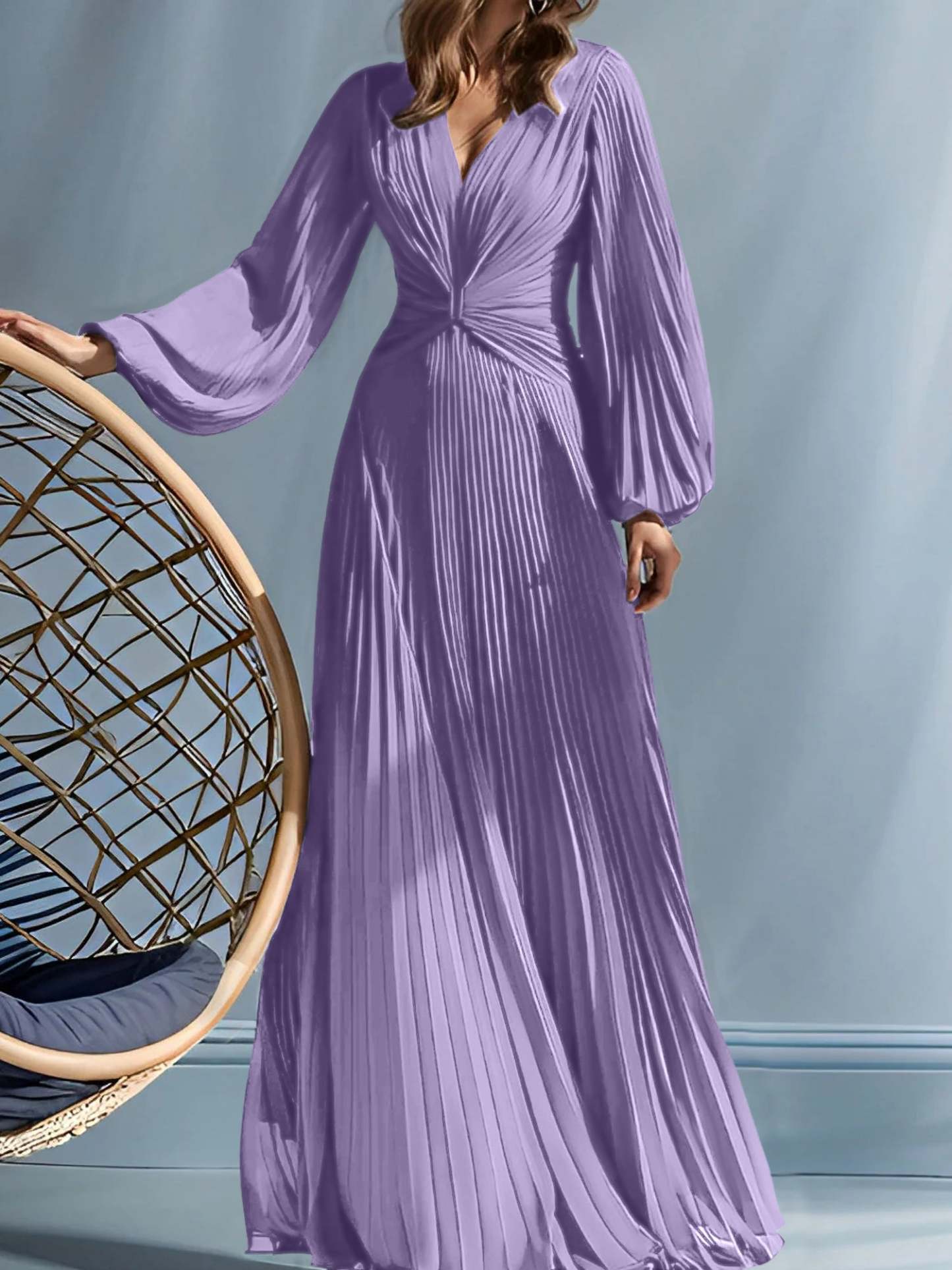 V-Neck A-Line Princess Gown for the Mother of the Bride with Ruched Detail