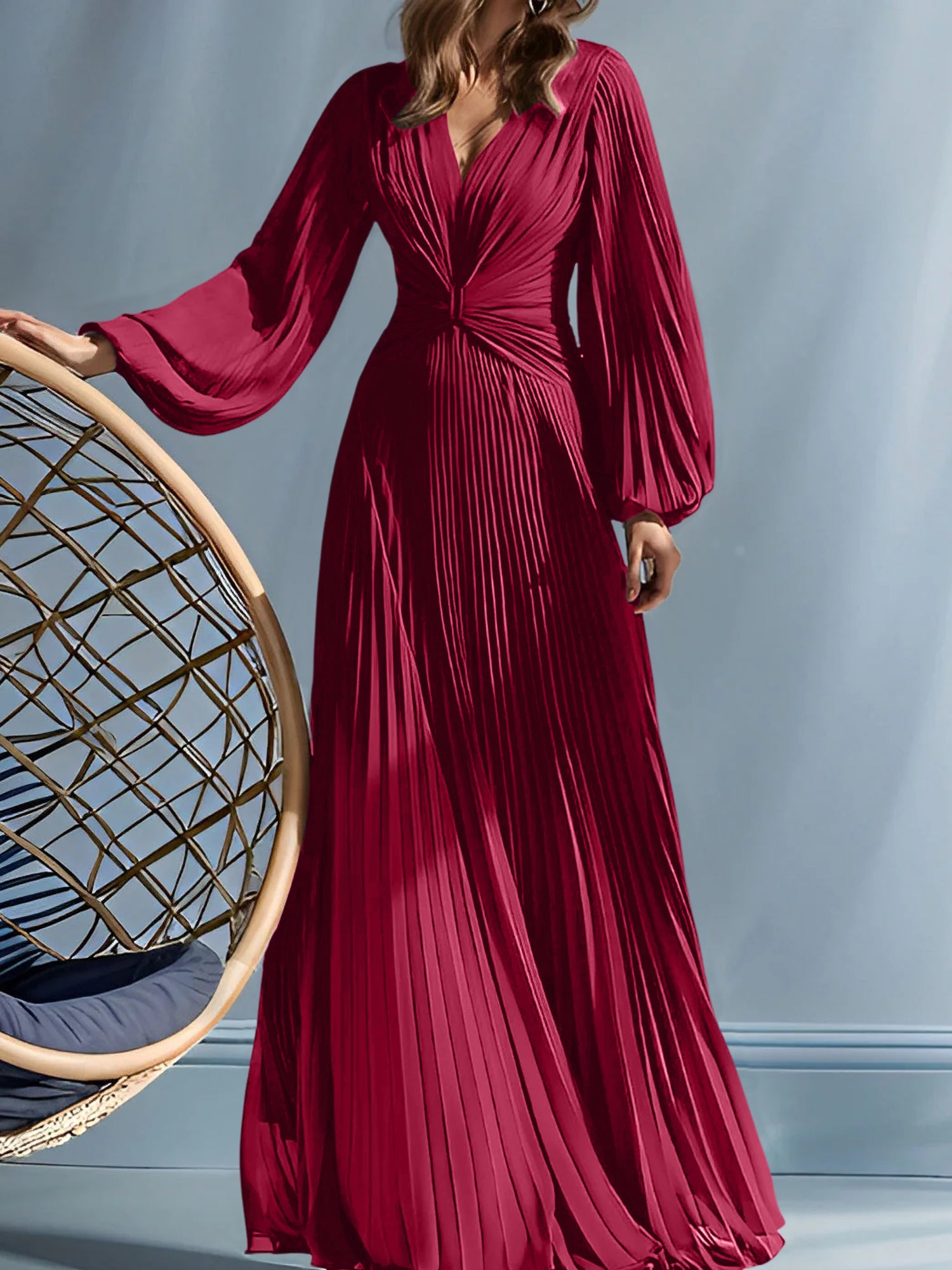 V-Neck A-Line Princess Gown for the Mother of the Bride with Ruched Detail