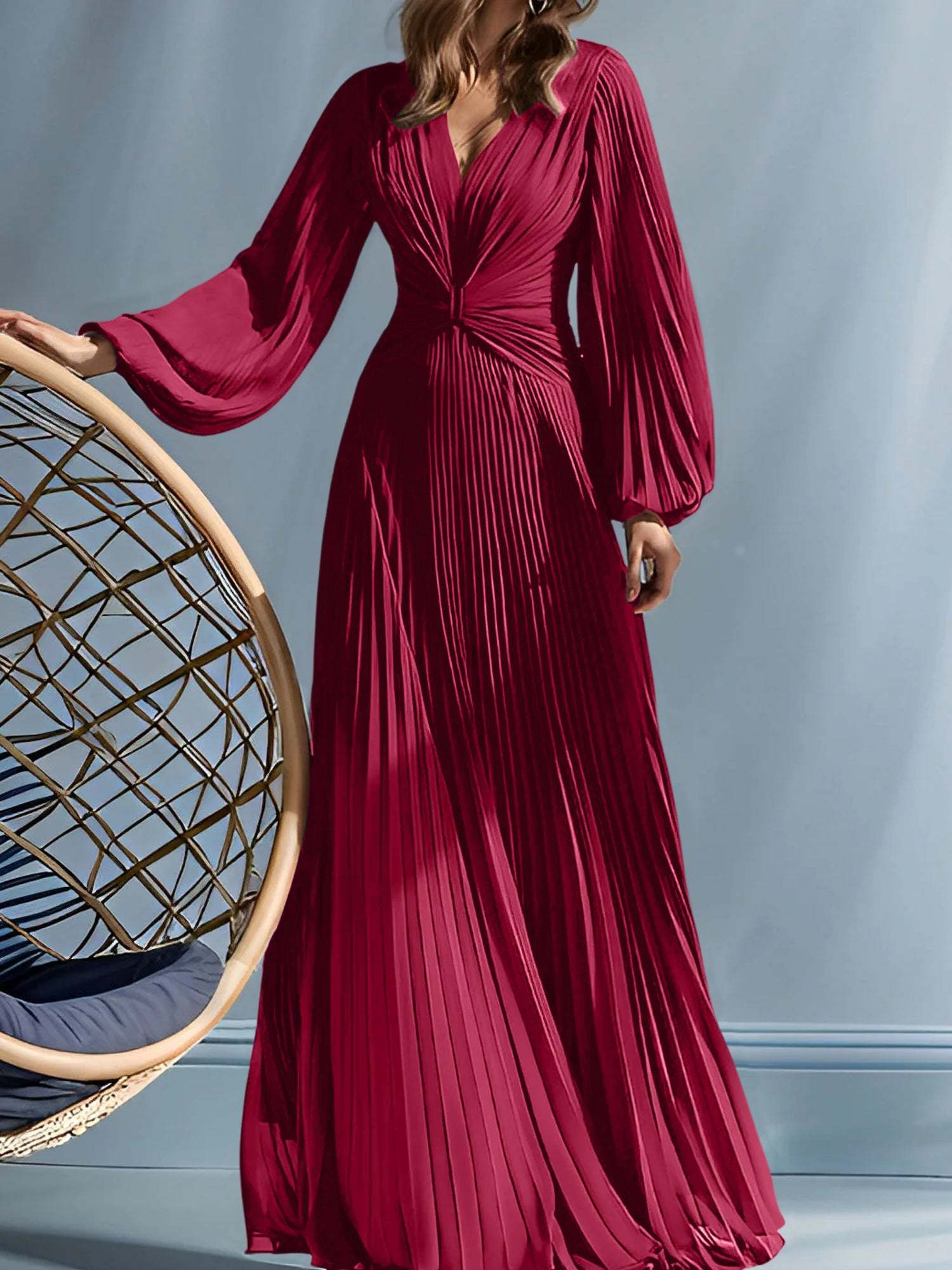 V-Neck A-Line Princess Gown for the Mother of the Bride with Ruched Detail