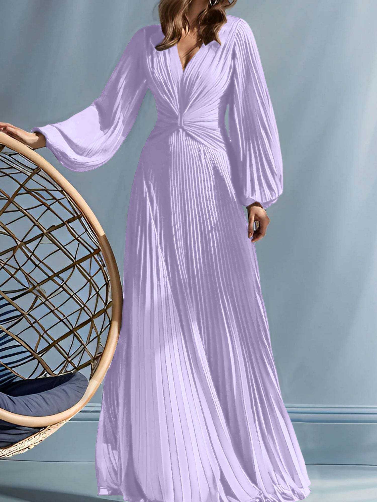 V-Neck A-Line Princess Gown for the Mother of the Bride with Ruched Detail