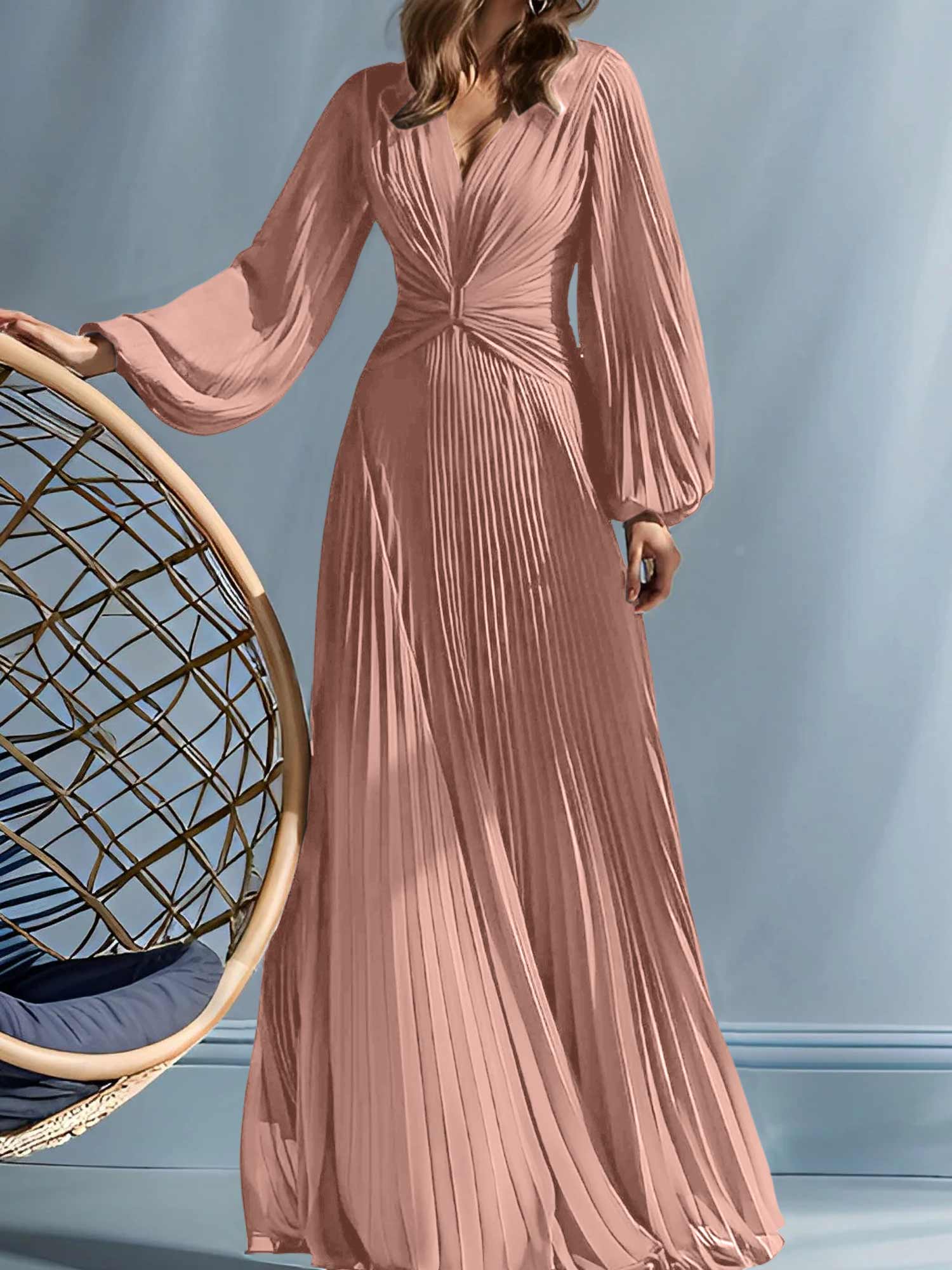 V-Neck A-Line Princess Gown for the Mother of the Bride with Ruched Detail