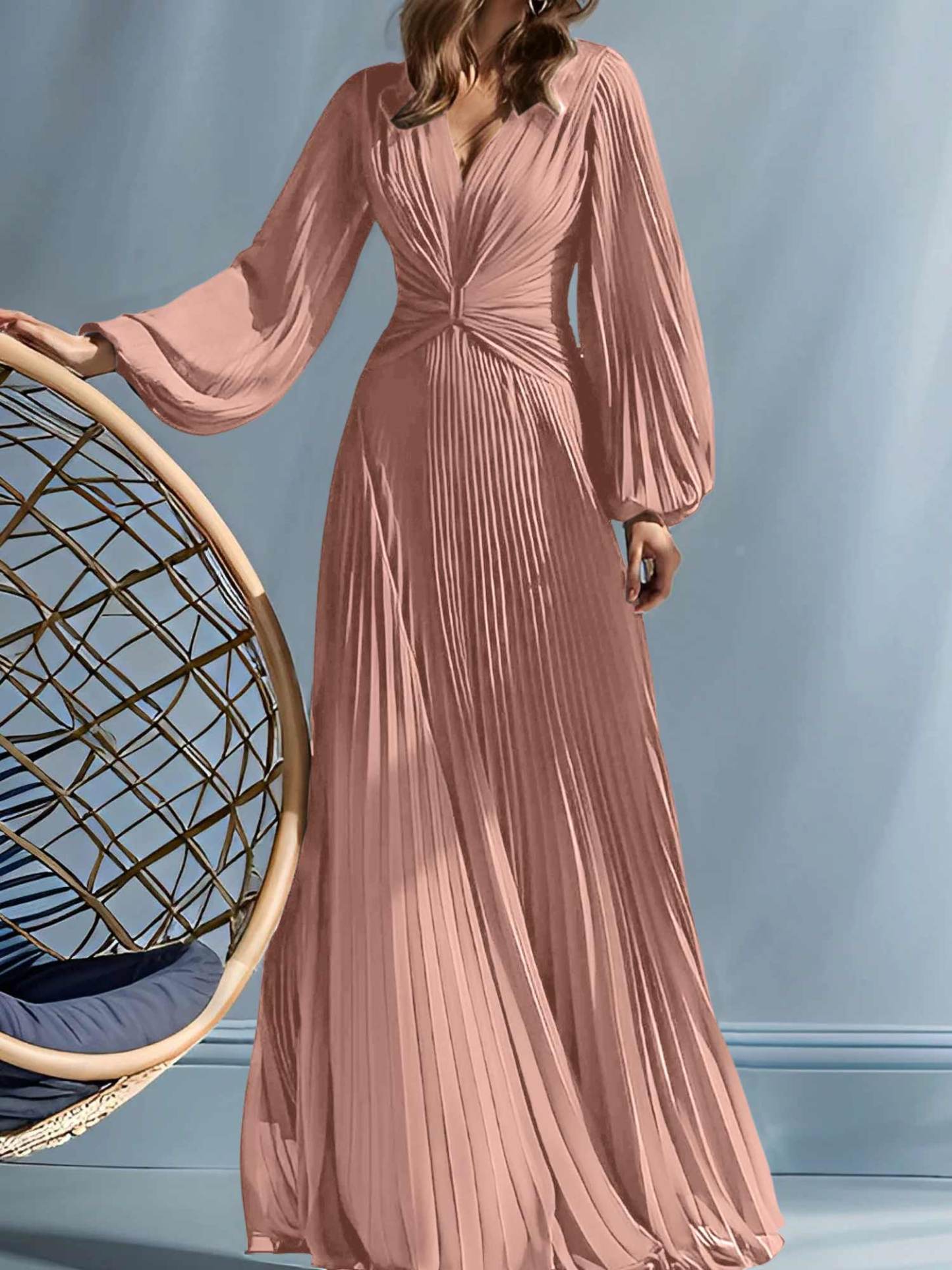 V-Neck A-Line Princess Gown for the Mother of the Bride with Ruched Detail