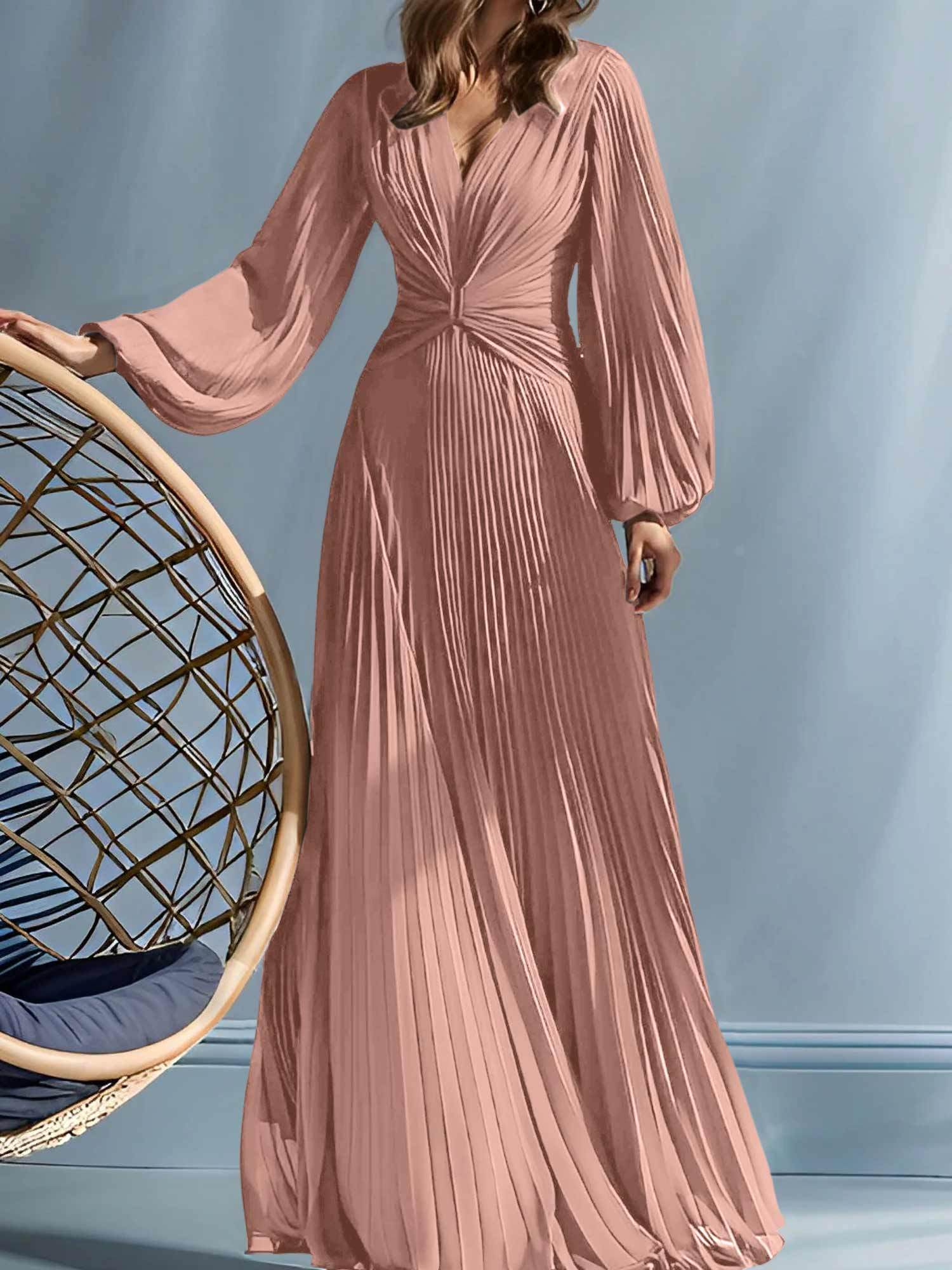 V-Neck A-Line Princess Gown for the Mother of the Bride with Ruched Detail