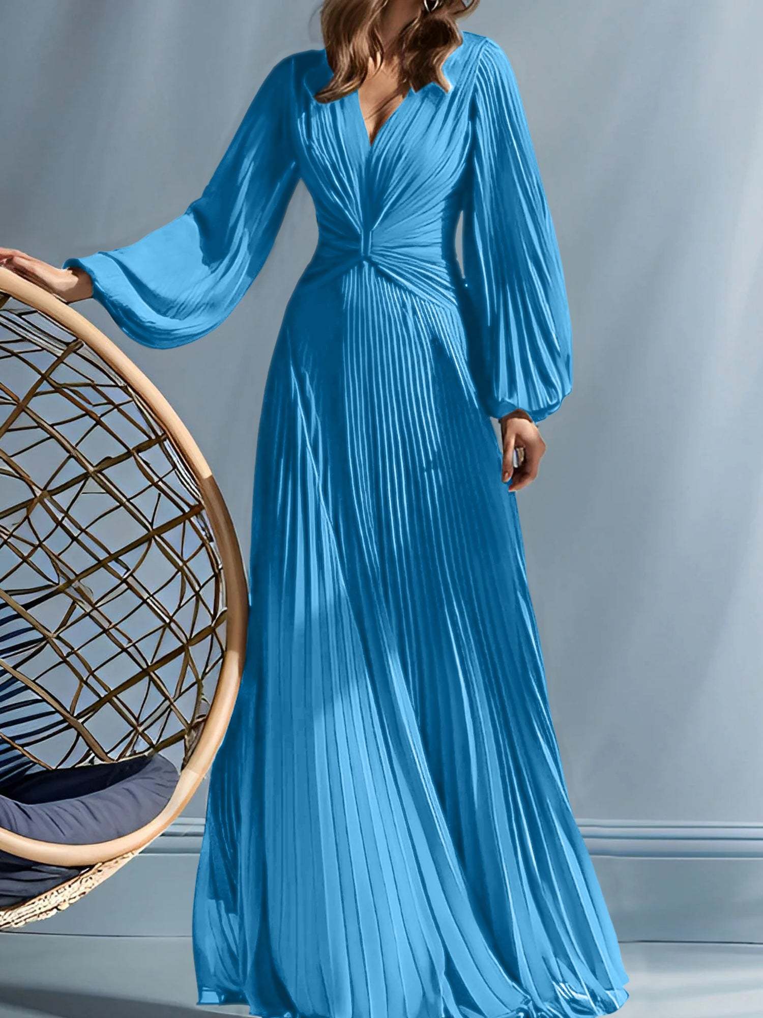 V-Neck A-Line Princess Gown for the Mother of the Bride with Ruched Detail