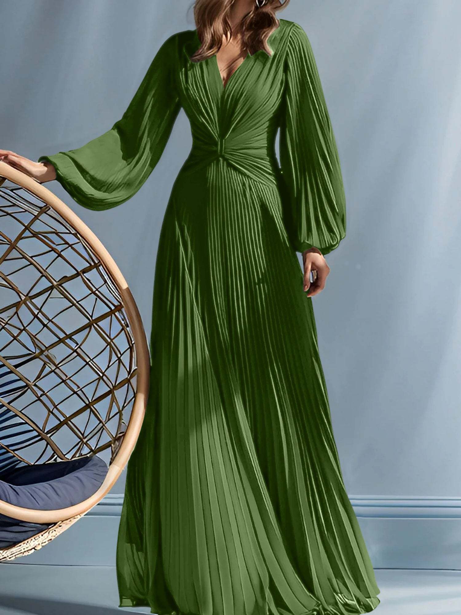 V-Neck A-Line Princess Gown for the Mother of the Bride with Ruched Detail