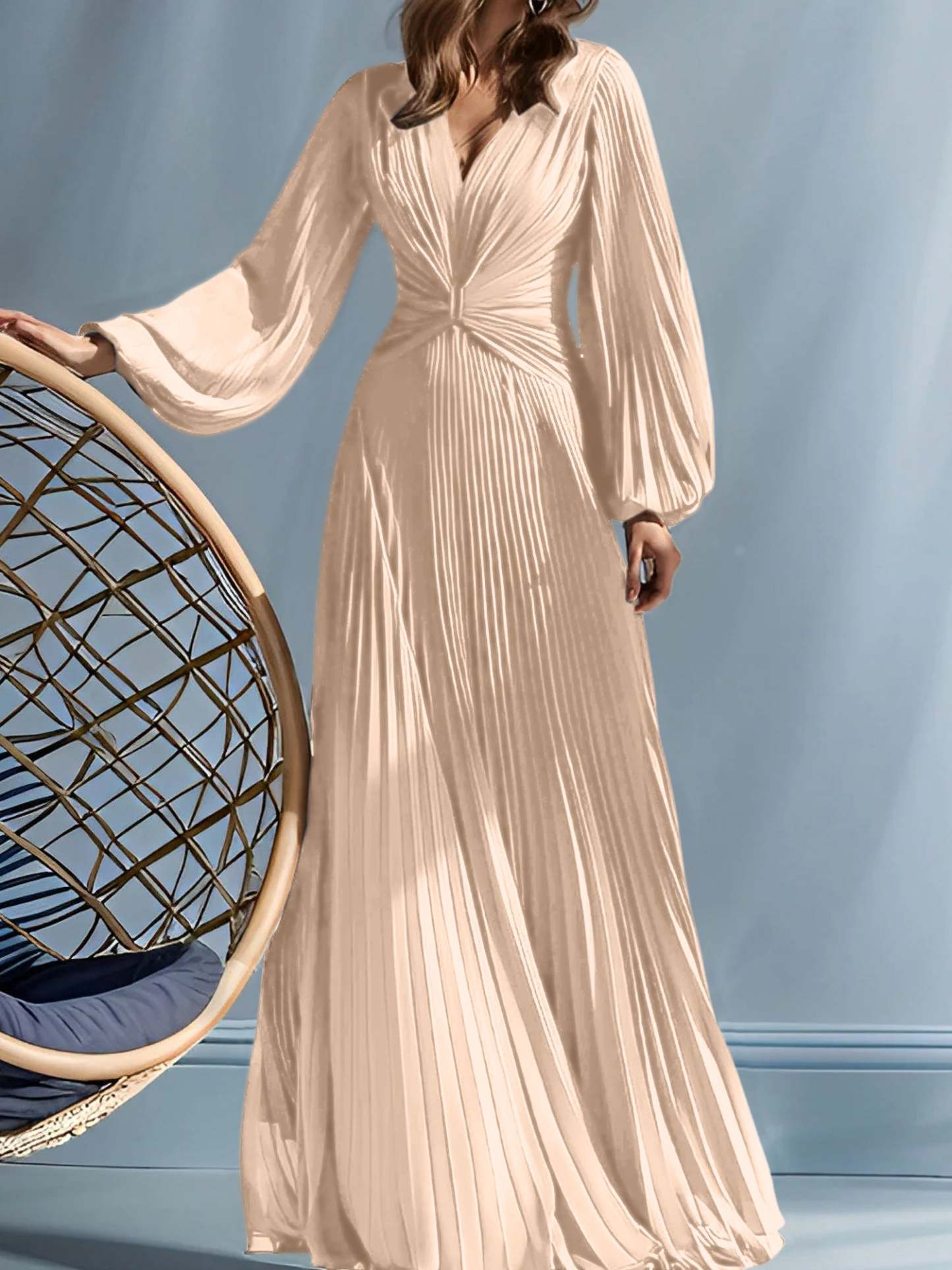 V-Neck A-Line Princess Gown for the Mother of the Bride with Ruched Detail