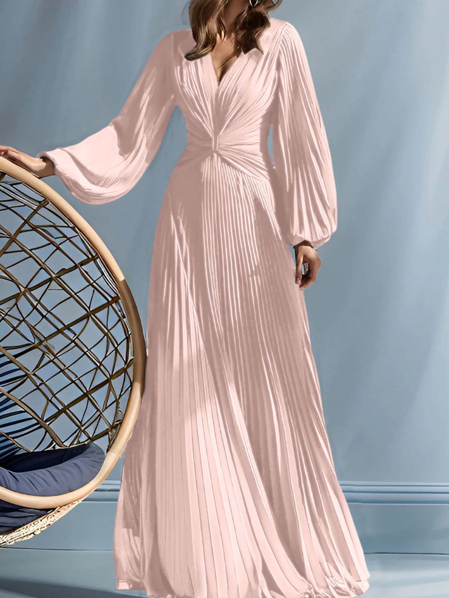 V-Neck A-Line Princess Gown for the Mother of the Bride with Ruched Detail