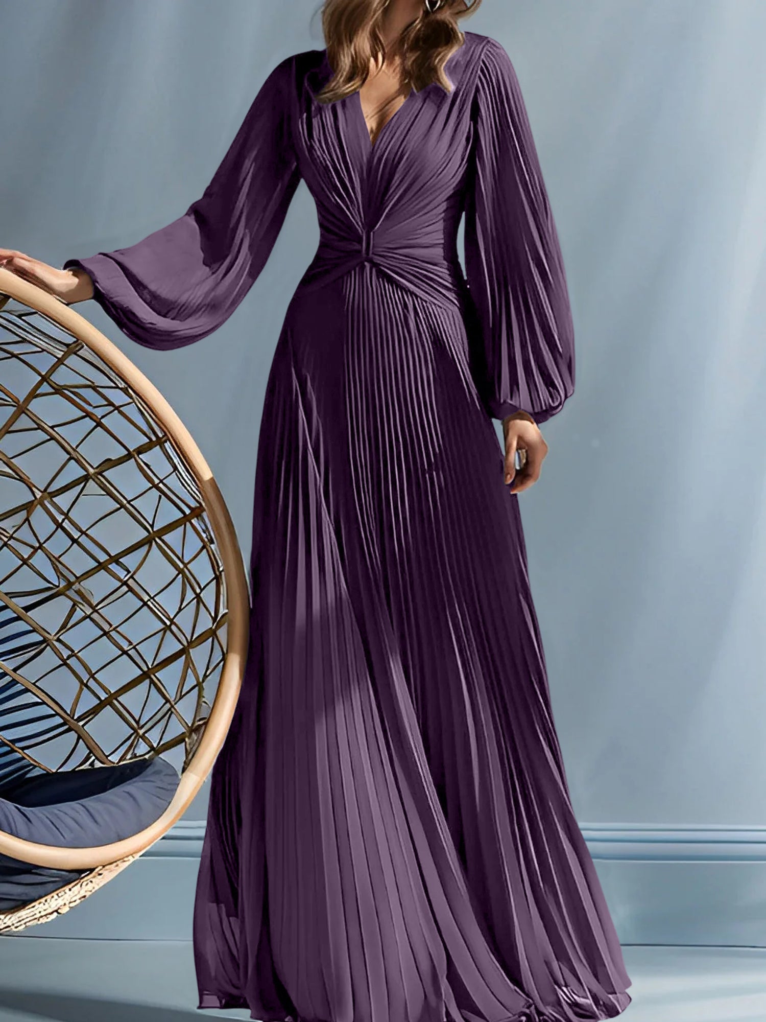 V-Neck A-Line Princess Gown for the Mother of the Bride with Ruched Detail