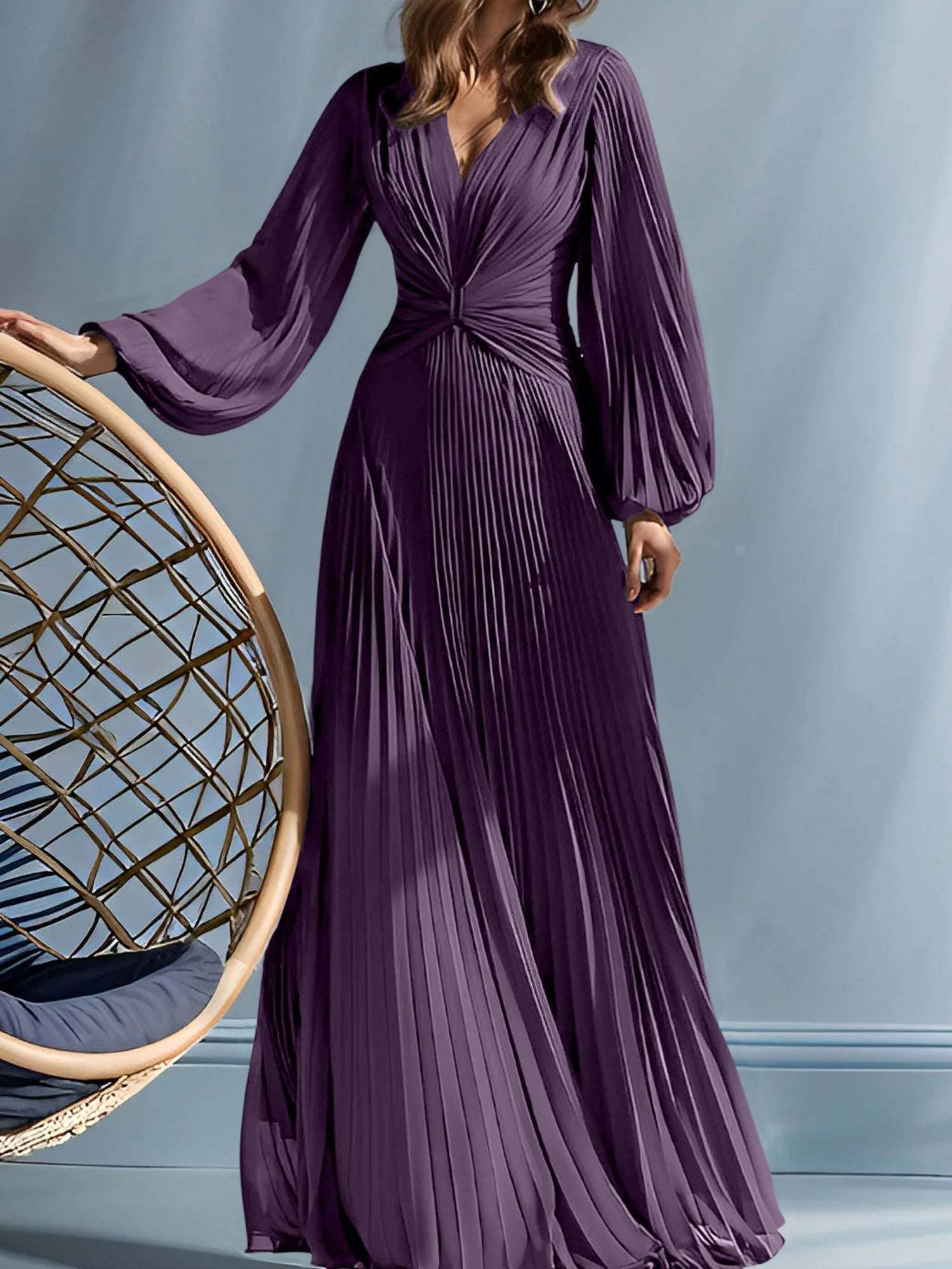 V-Neck A-Line Princess Gown for the Mother of the Bride with Ruched Detail