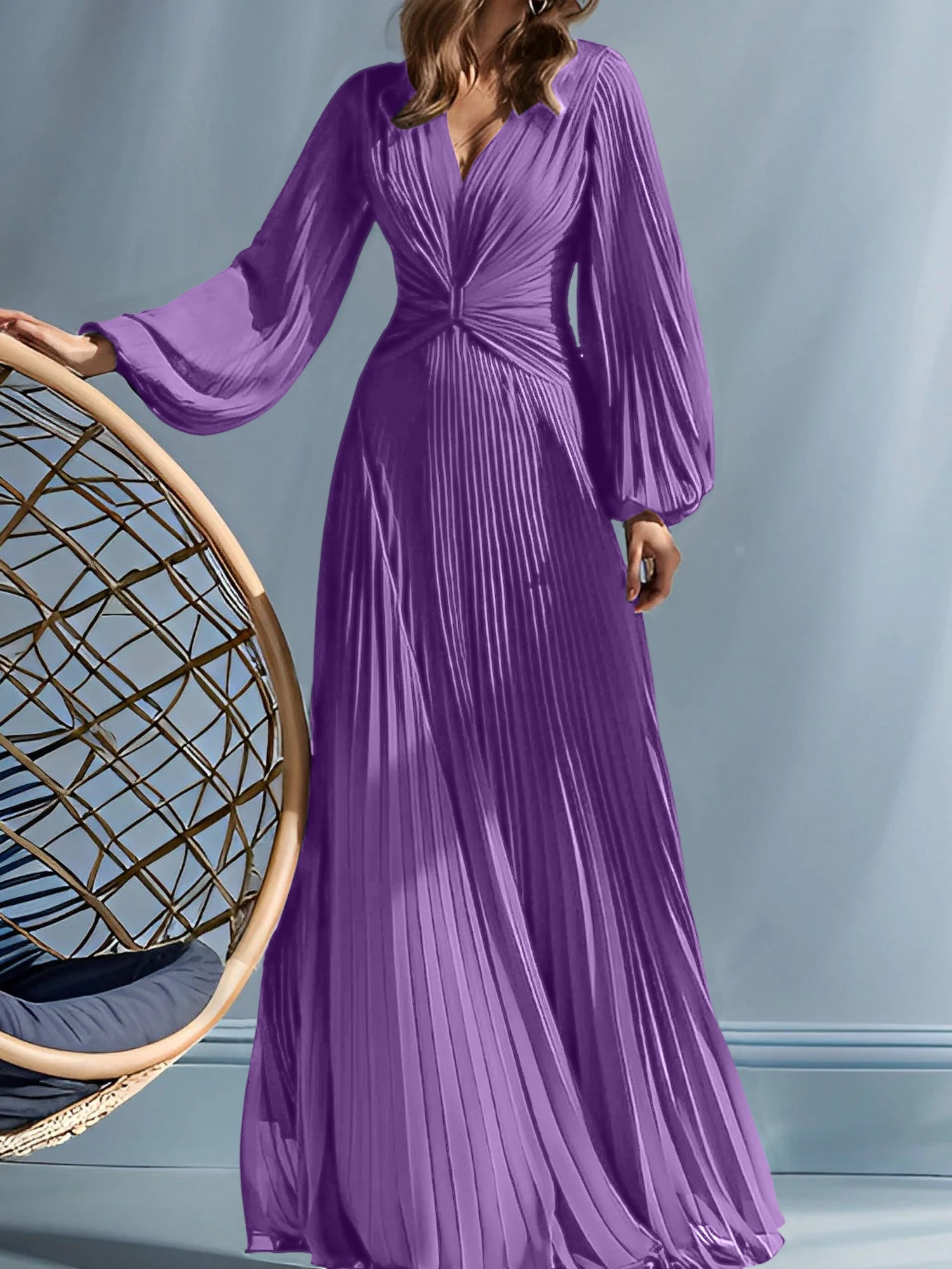 V-Neck A-Line Princess Gown for the Mother of the Bride with Ruched Detail