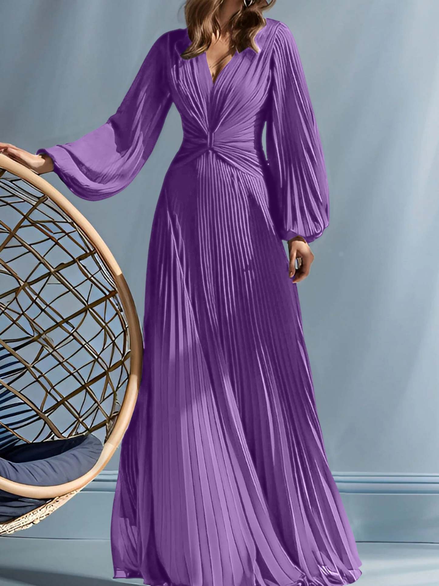 V-Neck A-Line Princess Gown for the Mother of the Bride with Ruched Detail