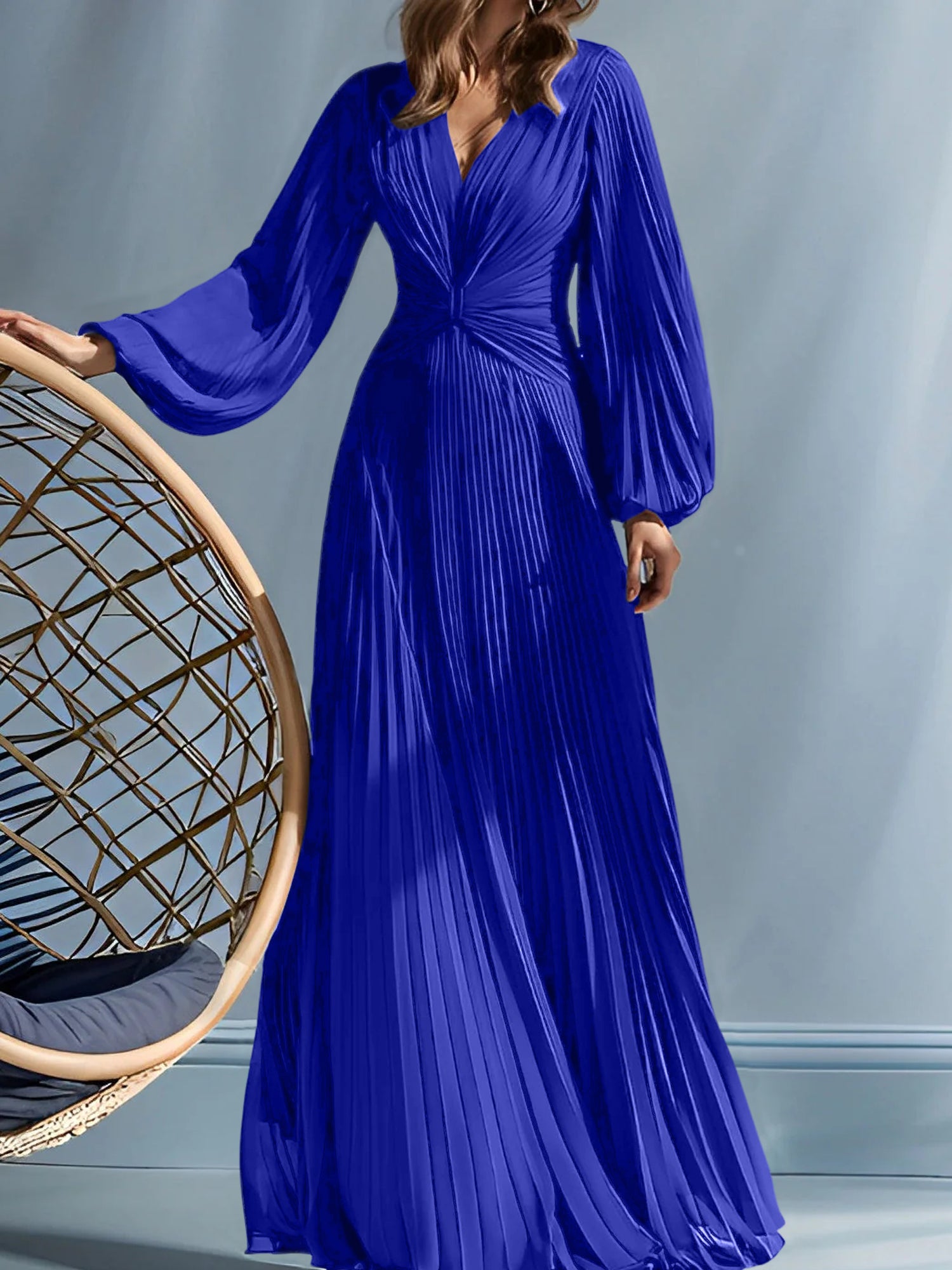 V-Neck A-Line Princess Gown for the Mother of the Bride with Ruched Detail