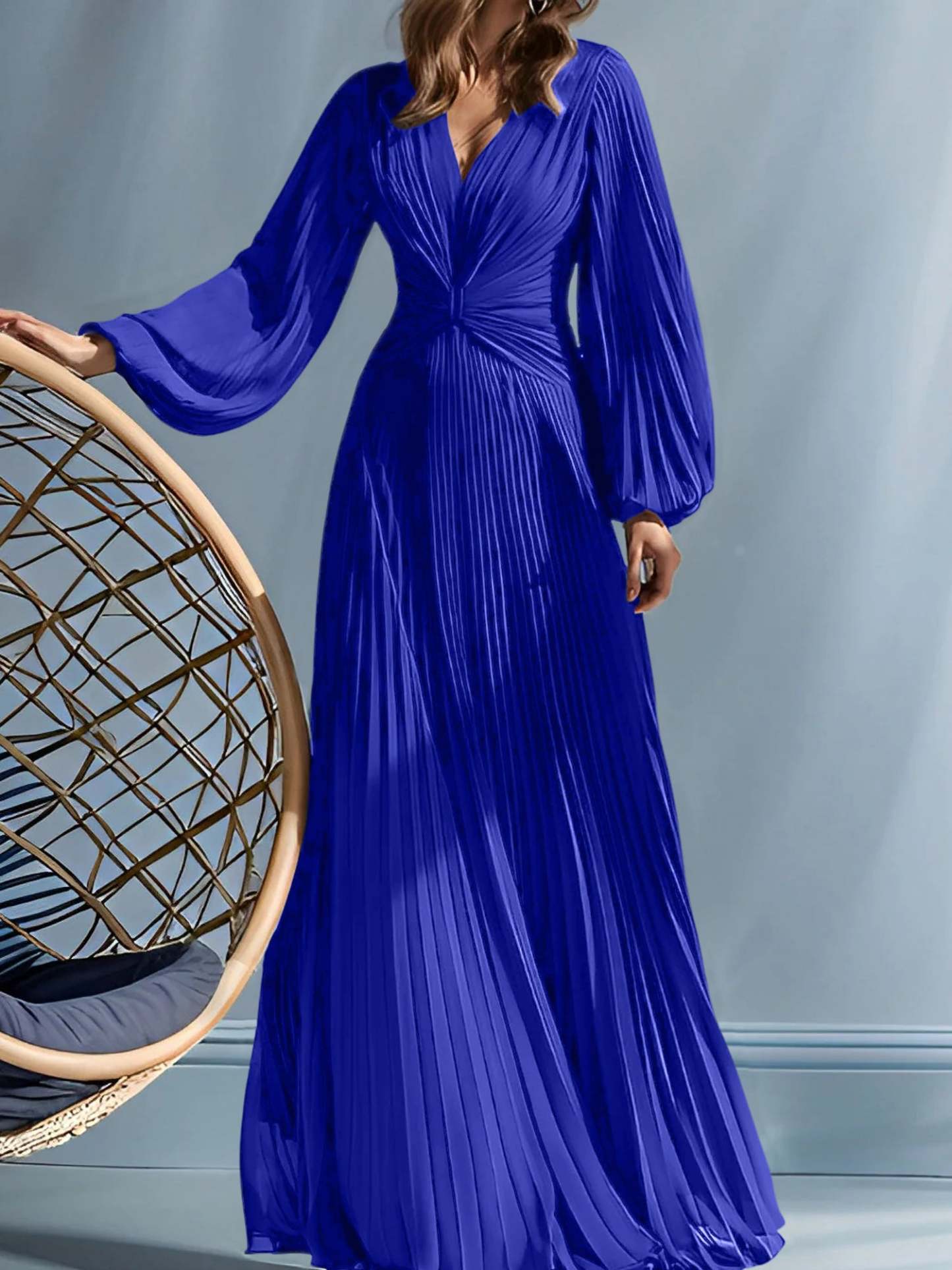 V-Neck A-Line Princess Gown for the Mother of the Bride with Ruched Detail