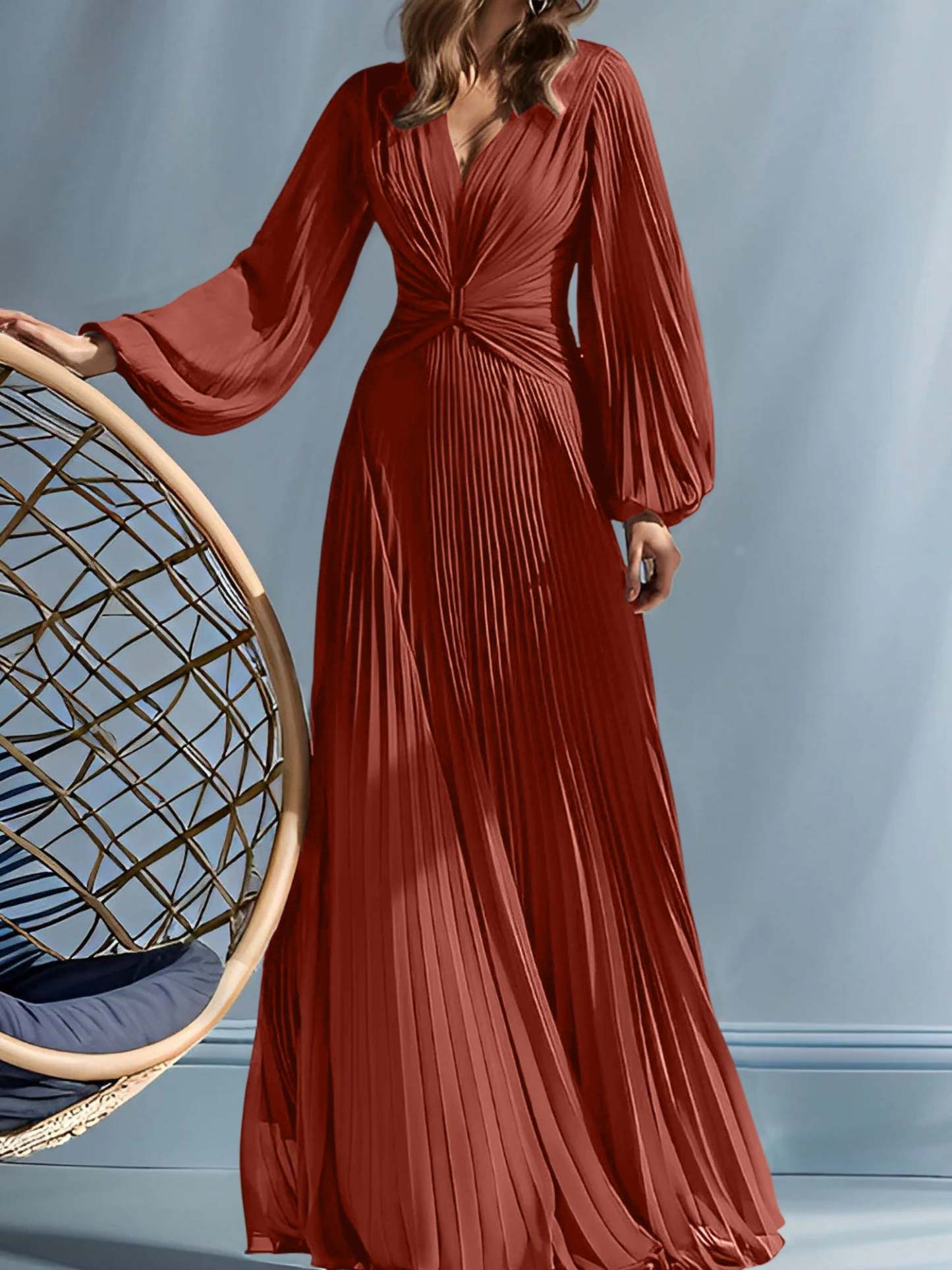 V-Neck A-Line Princess Gown for the Mother of the Bride with Ruched Detail