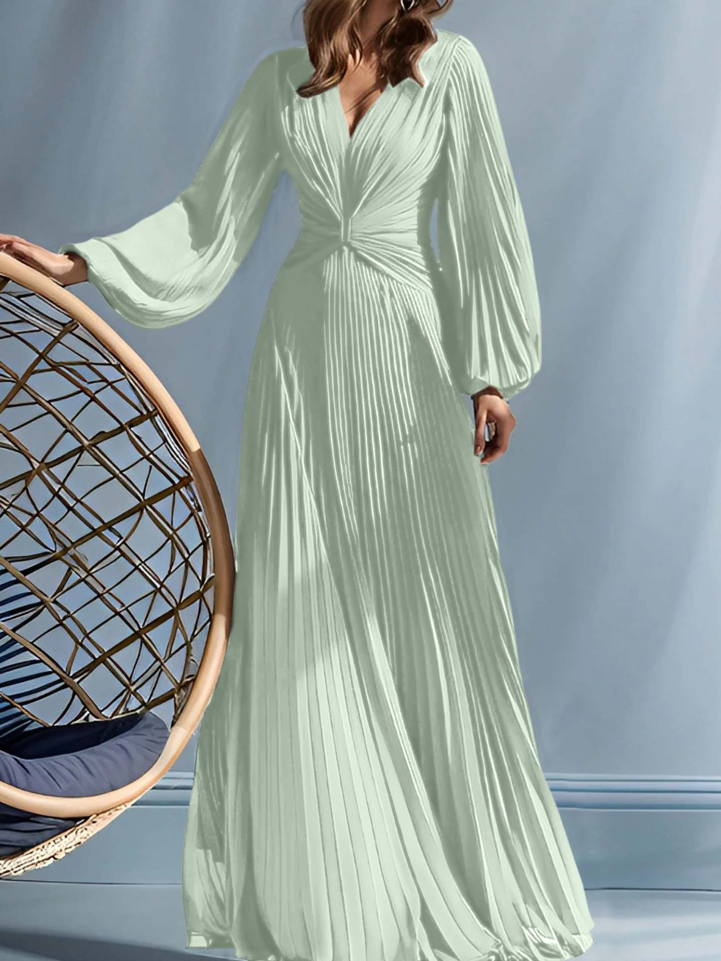 V-Neck A-Line Princess Gown for the Mother of the Bride with Ruched Detail