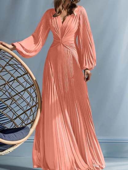 V-Neck A-Line Princess Gown for the Mother of the Bride with Ruched Detail