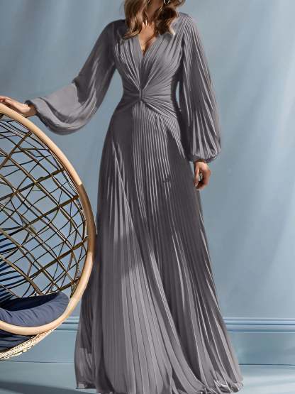 V-Neck A-Line Princess Gown for the Mother of the Bride with Ruched Detail