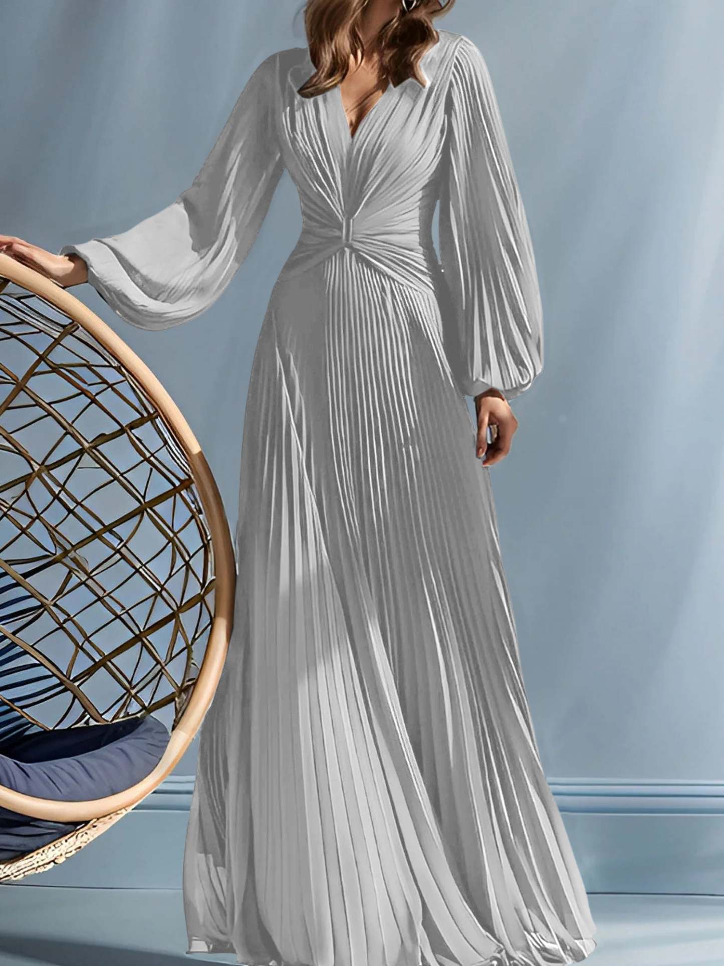 V-Neck A-Line Princess Gown for the Mother of the Bride with Ruched Detail