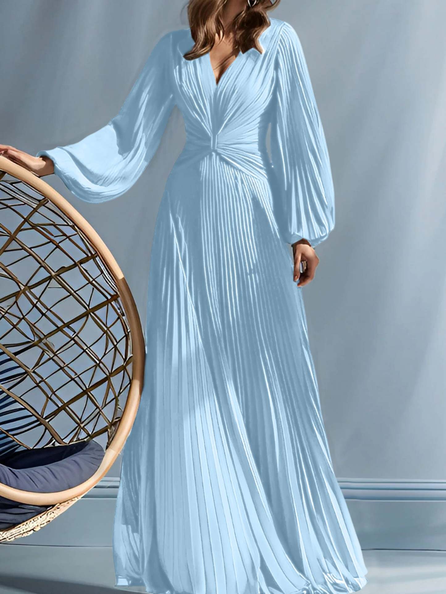 V-Neck A-Line Princess Gown for the Mother of the Bride with Ruched Detail