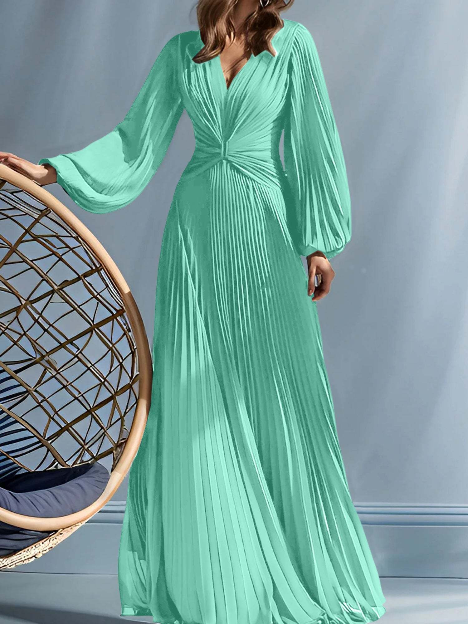 V-Neck A-Line Princess Gown for the Mother of the Bride with Ruched Detail