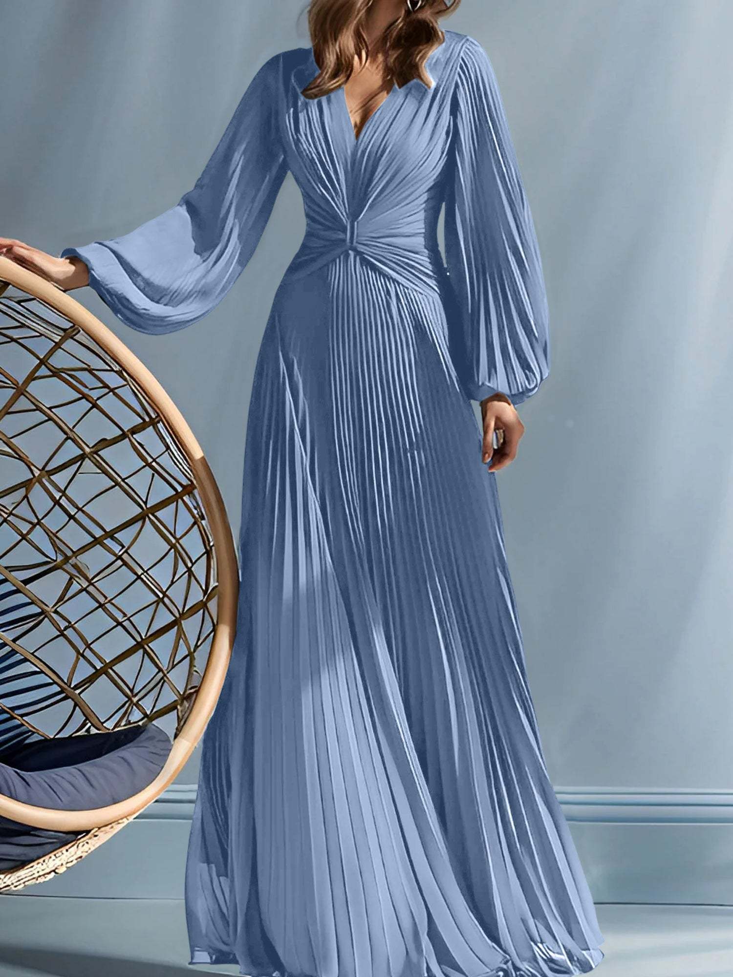 V-Neck A-Line Princess Gown for the Mother of the Bride with Ruched Detail