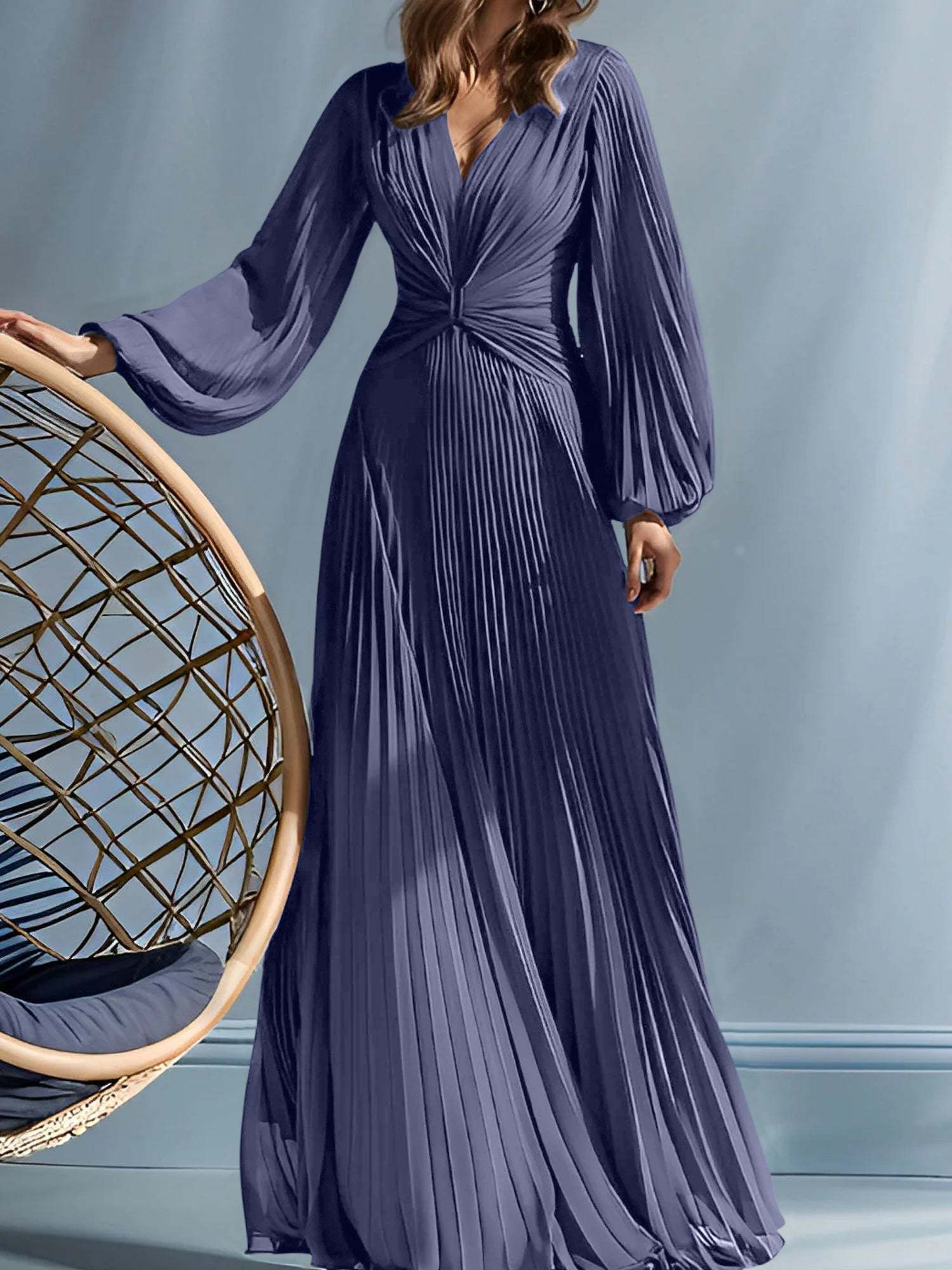 V-Neck A-Line Princess Gown for the Mother of the Bride with Ruched Detail