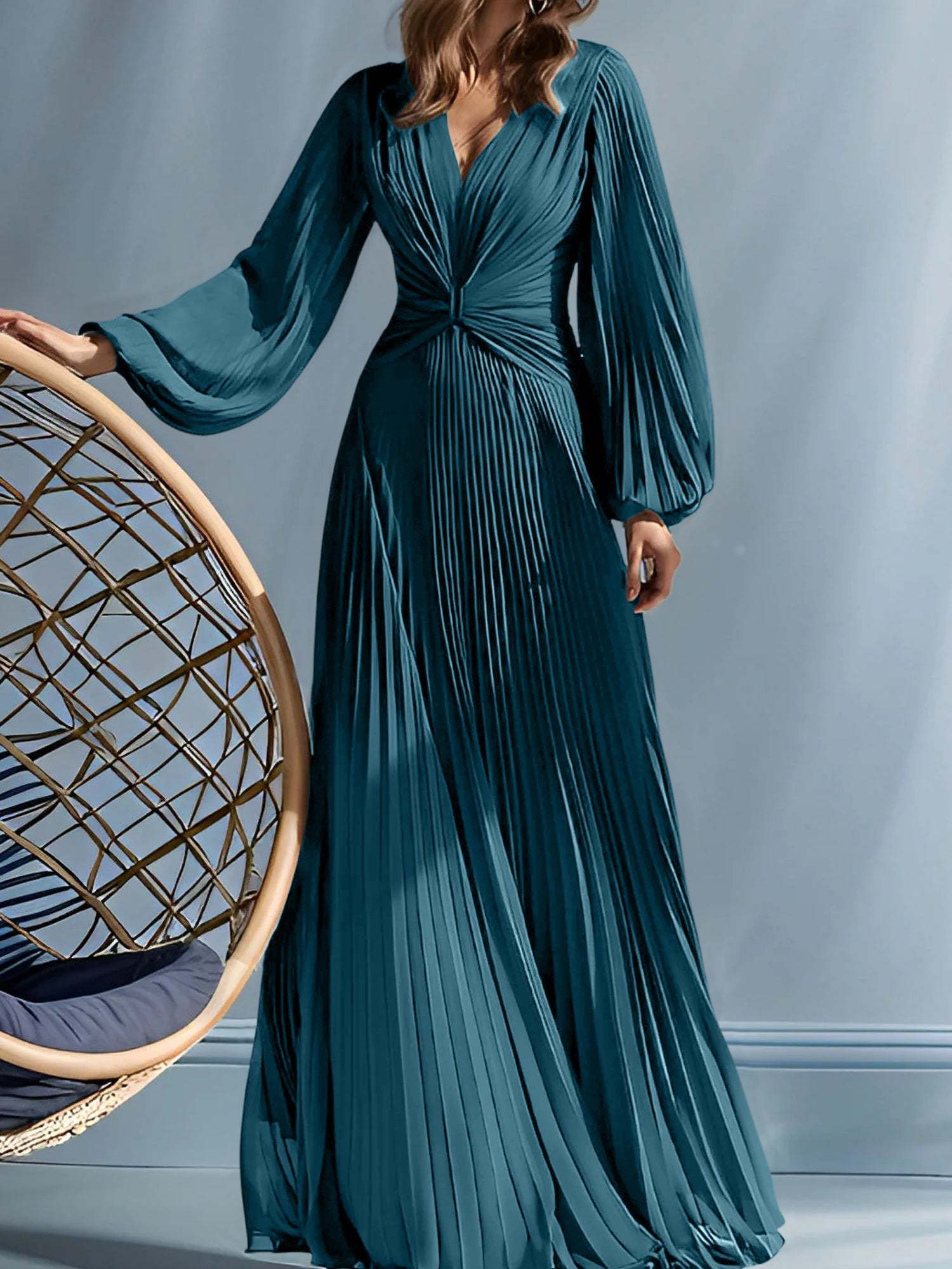 V-Neck A-Line Princess Gown for the Mother of the Bride with Ruched Detail