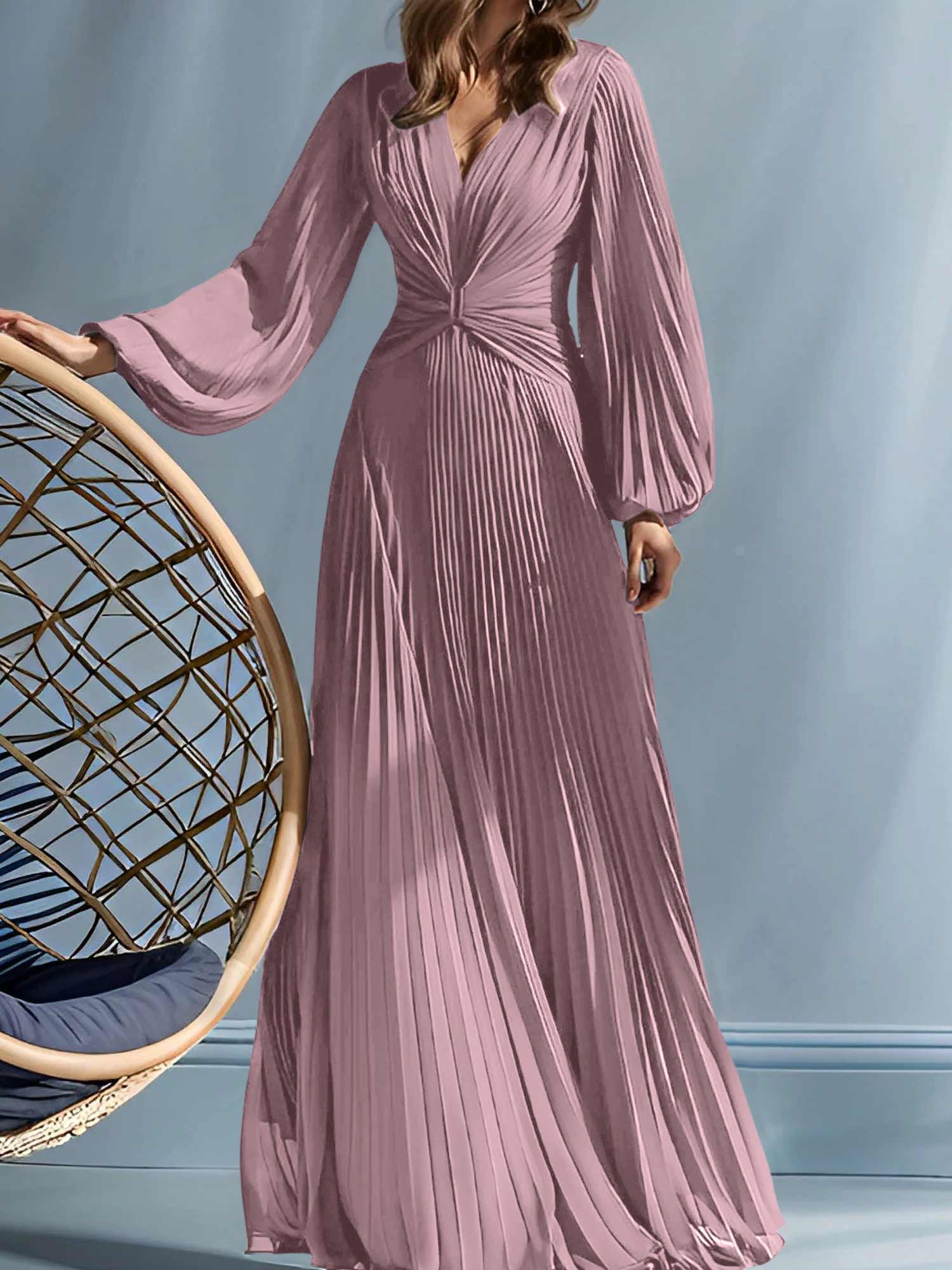 V-Neck A-Line Princess Gown for the Mother of the Bride with Ruched Detail