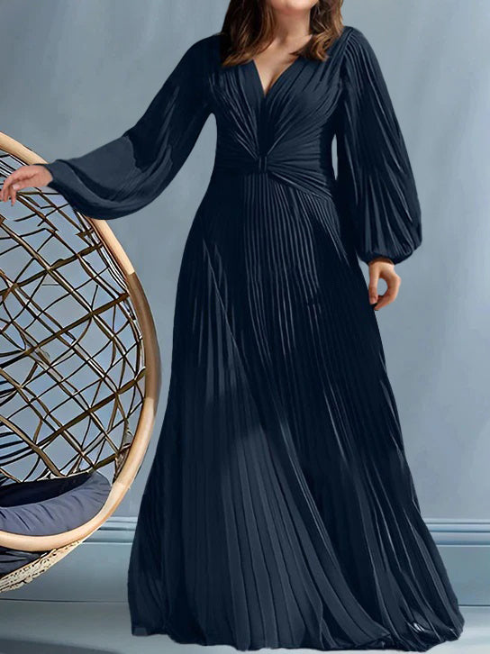 V-Neck A-Line Princess Gown for the Mother of the Bride with Ruched Detail