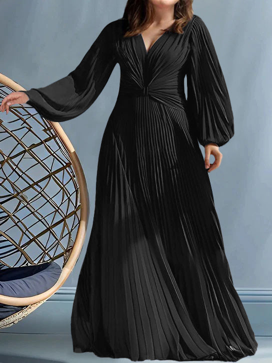 Plus Size V-Neck A-Line Princess Gown for the Mother of the Bride with Ruched Detail