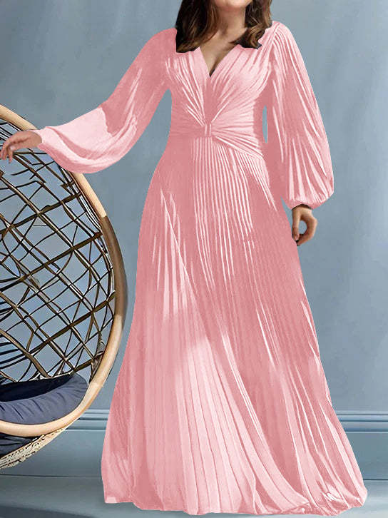 Plus Size V-Neck A-Line Princess Gown for the Mother of the Bride with Ruched Detail