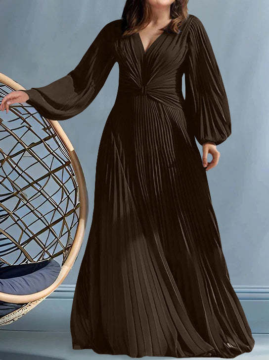 Plus Size V-Neck A-Line Princess Gown for the Mother of the Bride with Ruched Detail