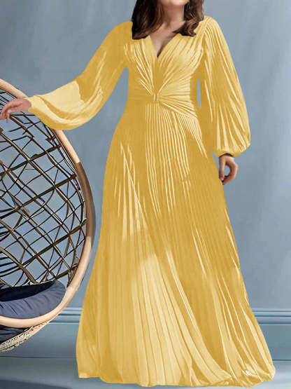 Plus Size V-Neck A-Line Princess Gown for the Mother of the Bride with Ruched Detail