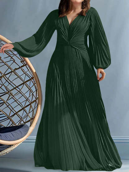 Plus Size V-Neck A-Line Princess Gown for the Mother of the Bride with Ruched Detail