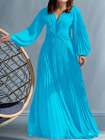 Plus Size V-Neck A-Line Princess Gown for the Mother of the Bride with Ruched Detail